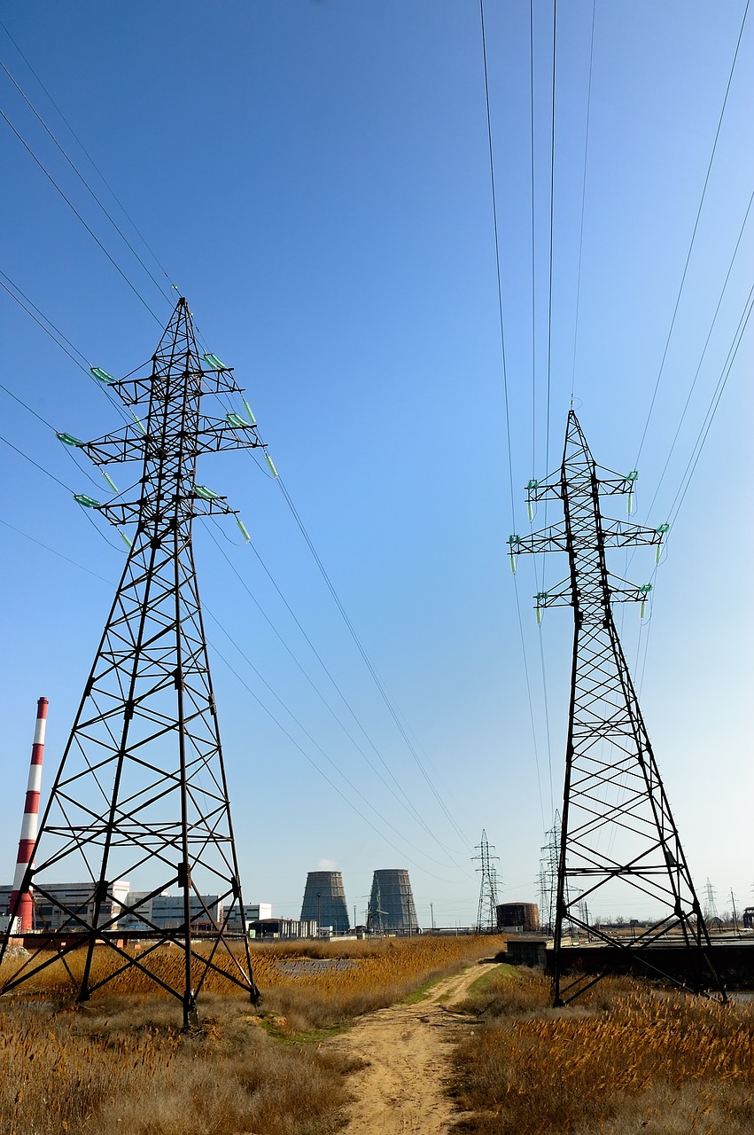 voltage, outdoors, nobody, danger, nature, construction, clear, engineering, electrical, connection, business, distribution, post, urban, clouds, industrial, resource, metallic, watt, deliver, strength, transportation, resistance, network, development, amperage